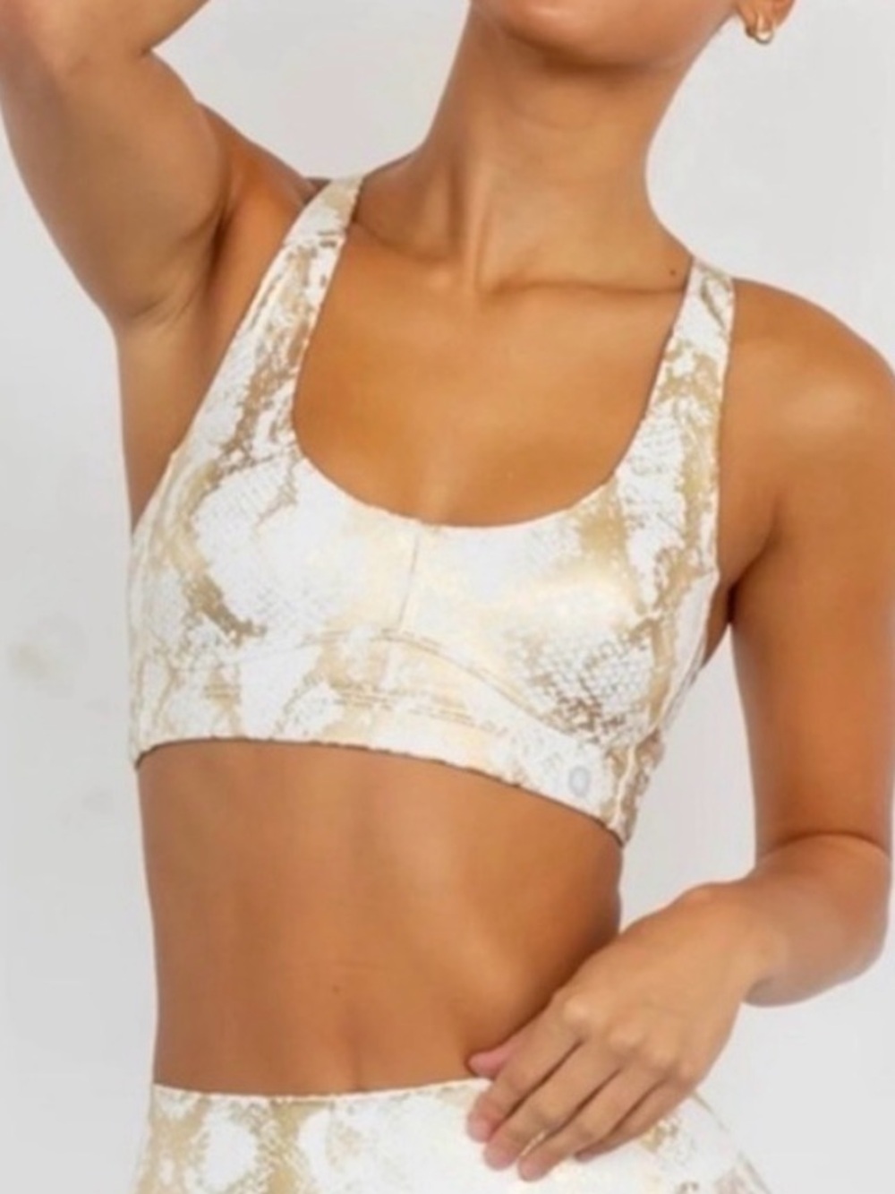 Astoria Activewear White Gold Snake Print Sports Bra Medium